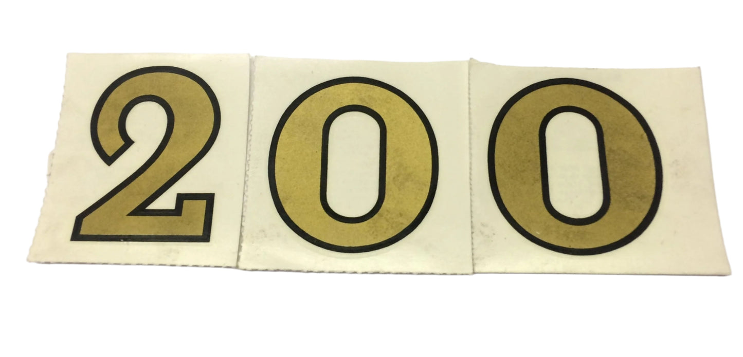 Gold "200" Decorette reproduction stickers 2" (50 mm)