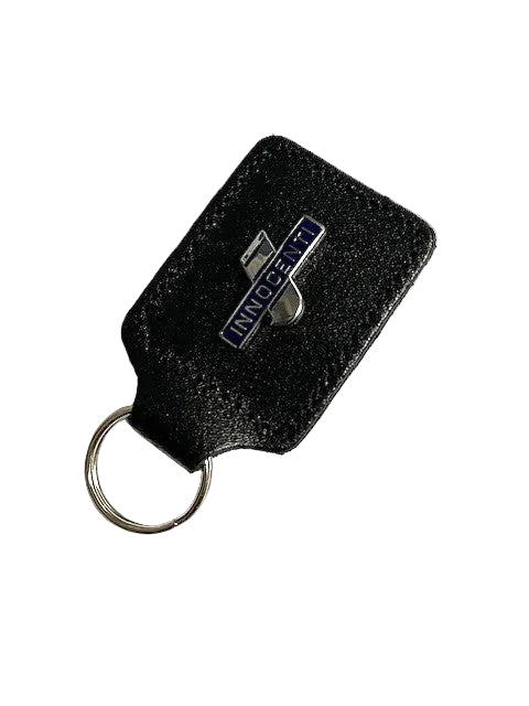 Innocenti enamel badge leather key fob ring