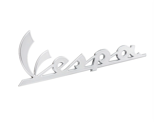 Vespa side panel badge 150mm x 50mm CHROME