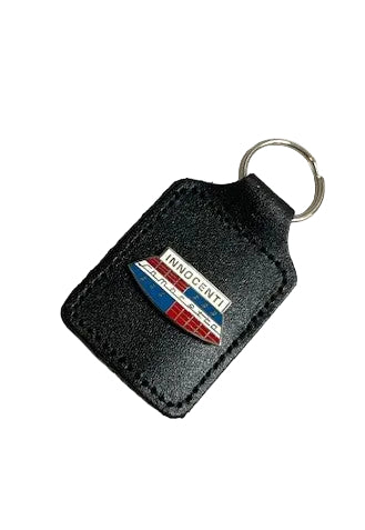 Innocenti Lambretta enamel badge leather key fob ring