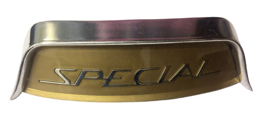 Lambretta Golden "Special" rear frame curved badge and badge holder Series 3