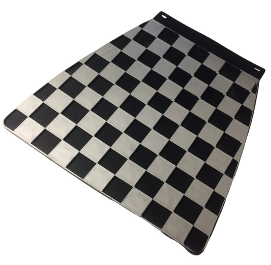 Italian chequered mudflap Silver & Black