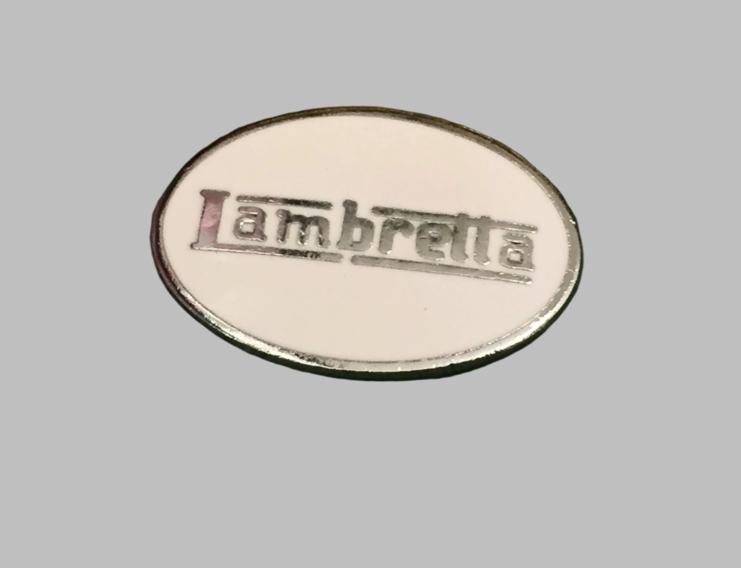 Lambretta oval enamel lapel pin badge White