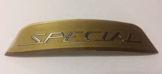 Lambretta Golden "Special" rear frame curved badge Series 3 image #1