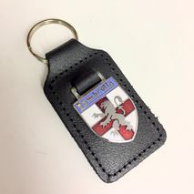 Lambretta shield enamel badge leather key fob ring 
