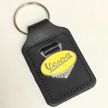 Vespa enamel badge leather key fob ring Yellow